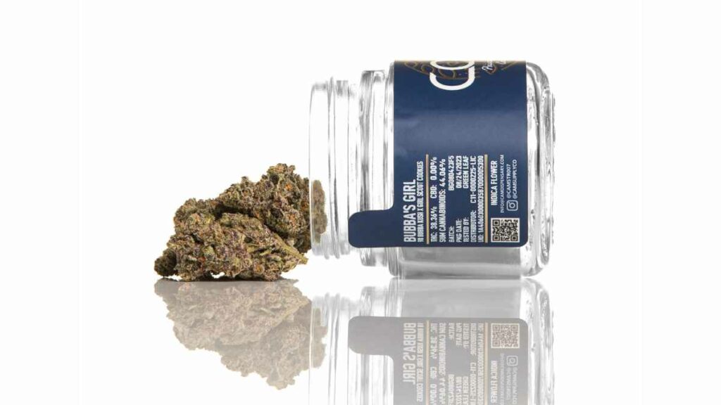 An 8th of the Bubba’s Girl strain from CAM, a genetic cross of the Girl Scout Cookies strain and the ’98 Bubba strain.
