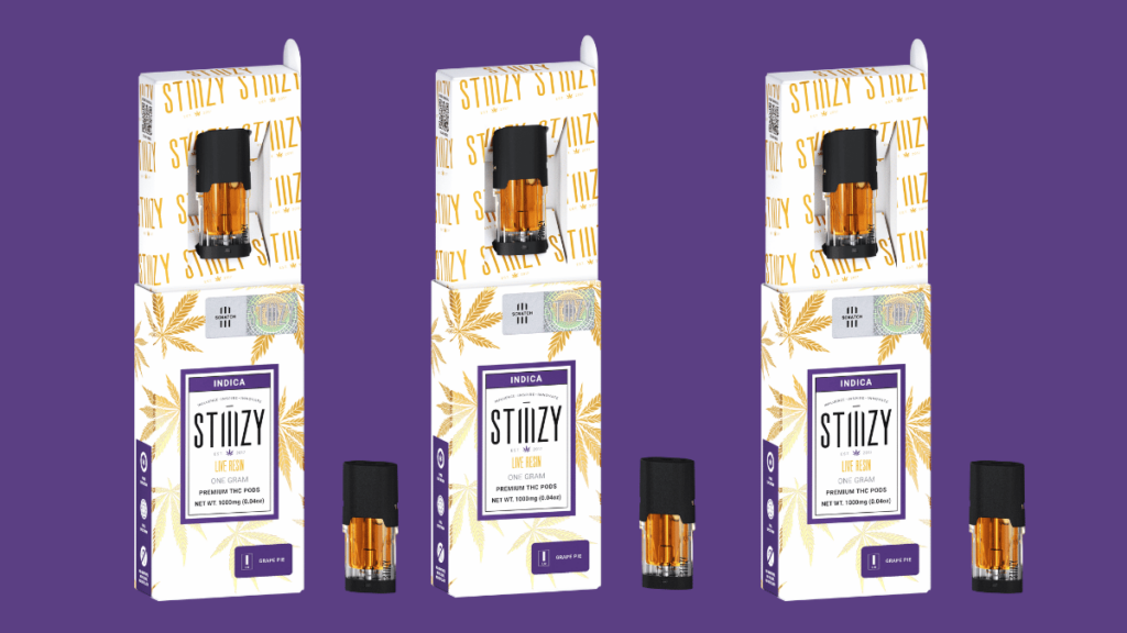 The five best STIIIZY Pods in Santa Cruz includes their Grape Pie strain weed pod, available at KindPeoples Dispensary.