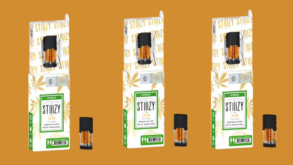 The five best STIIIZY Pods in Santa Cruz includes their Vanilla Runtz strain weed pod, available at KindPeoples Dispensary.