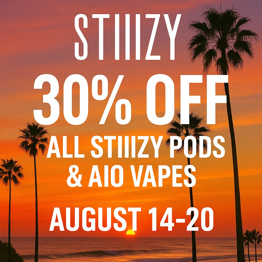 STIIIZY Vape Extravaganza – Santa Cruz dispensary 30% off sale August 14–20.